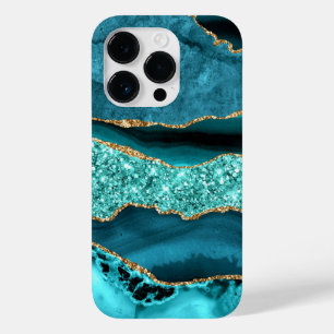 Agate Teal Blue Guld Glitter Marble Aqua Turcos