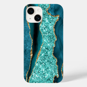 Agate Teal Blue Guld Glitter Marble Aqua Turcos