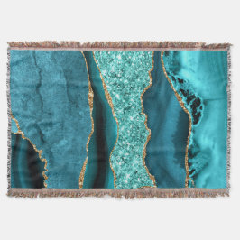 Agate Teal Blue Guld Glitter Marble Aqua Turcos Filt