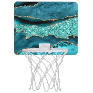 Agate Teal Blue Guld Glitter Marble Aqua Turcos Mini-Basketkorg