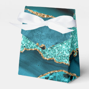 Agate Teal Blue Guld Glitter Marble Aqua Turcos Presentaskar