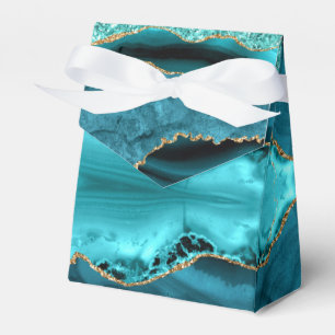 Agate Teal Blue Guld Marble Turquise Gift Box Presentaskar