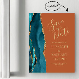 Agate Teal Guld Rust Magnetic Save Date