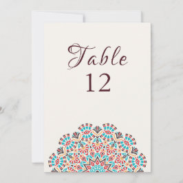 Agate Turquoise Mandala Wedding Table Number Inbjudningar