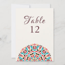 Agate Turquoise Mandala Wedding Table Number Inbjudningar