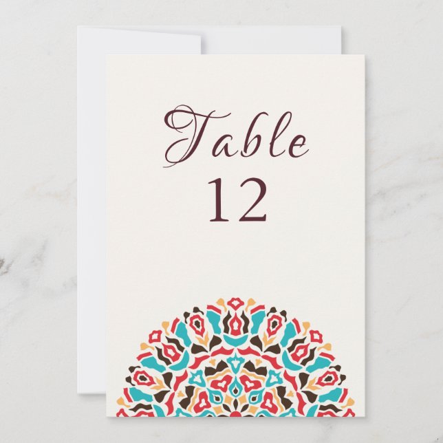 Agate Turquoise Mandala Wedding Table Number Inbjudningar (Framsida)