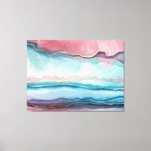 Agate Watercolor Stil Canvastryck