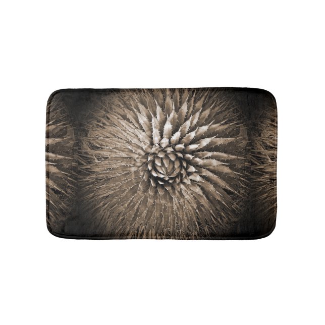 Agave Abstrakt Brown Tan Sepia Plush Bath Mat Badrumsmatta (Framsidan)