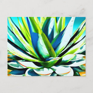 Agave grönt plant med blå himmel vykort