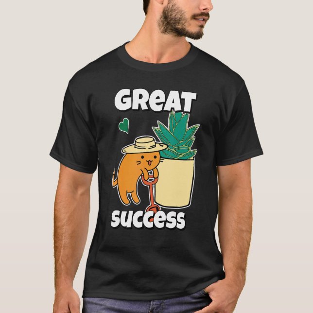 Agave Katt Skyffel Och Sukkulent Trädgård T Shirt (Framsida)