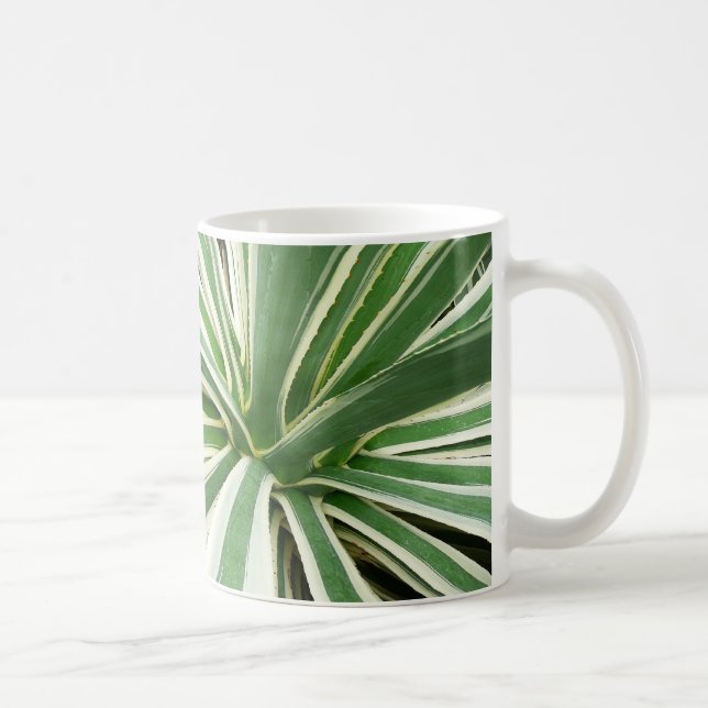 Agave Plant Grönt and White Stripe Kaffemugg (Höger)