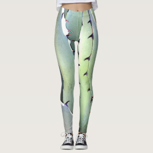 Agave Plant Succulary Blue Cacti Botanical Desert Leggings