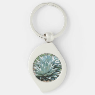 Agave Succulent Plant Cactus Grönt sage Swirl Silverfärgad Nyckelring
