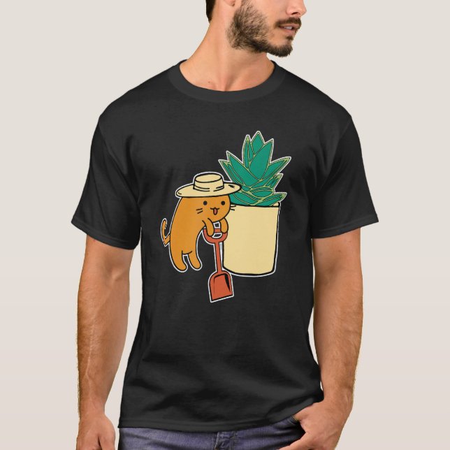 Agave Succuler och Cat Gardener T Shirt (Framsida)