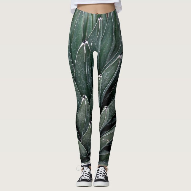 Agave Victoroa Plant Photo Leggings, M Leggings (Framsida)
