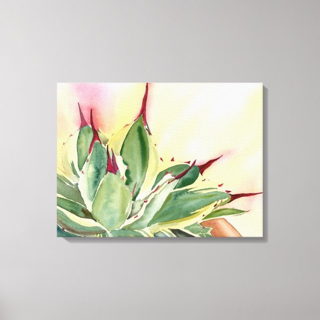 Agave Watercolor av Debra Lee Baldwin Canvastryck (Framsida)