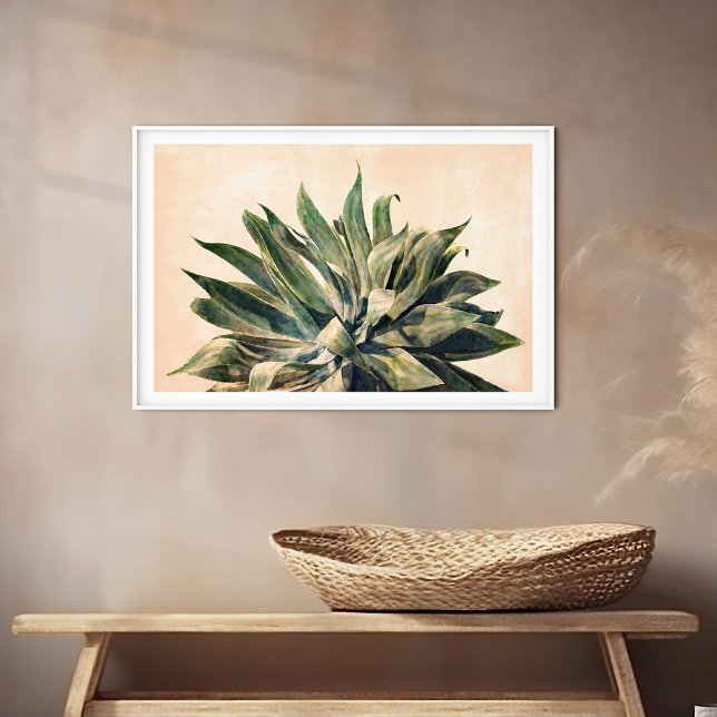Agave Watercolor Painting Southwest Sage Grönt Fototryck (Skapare uppladdad)