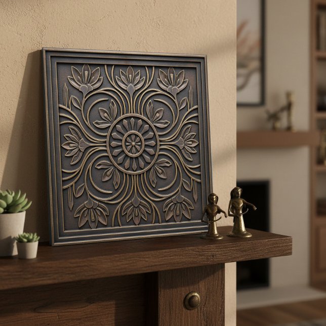 Aged Bronze Art Nouveau Floral #18 ID1193 Kakelplatta (Skapare uppladdad)