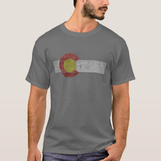 Aged Colorado Flag Vintage Style State Patriotic L T Shirt