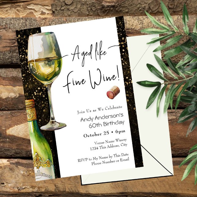 Aged Fine Wine 60th Birthday Invitation Inbjudningar (Skapare uppladdad)