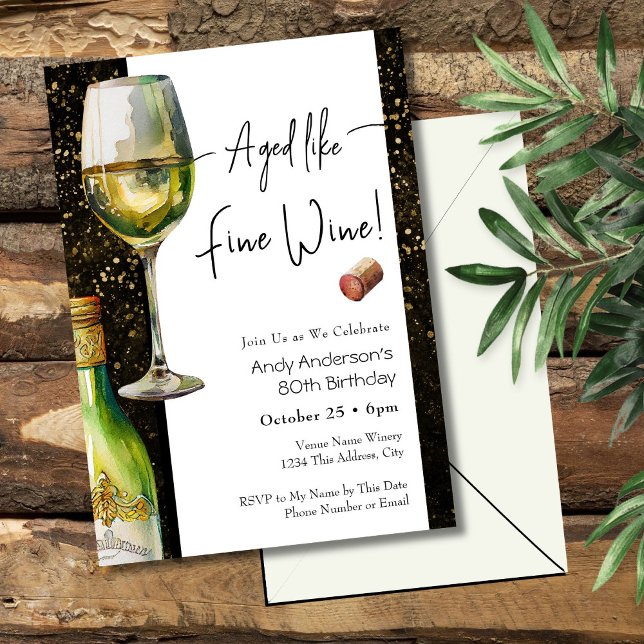 Aged Fine Wine 80th Birthday Invitation Inbjudningar (Skapare uppladdad)