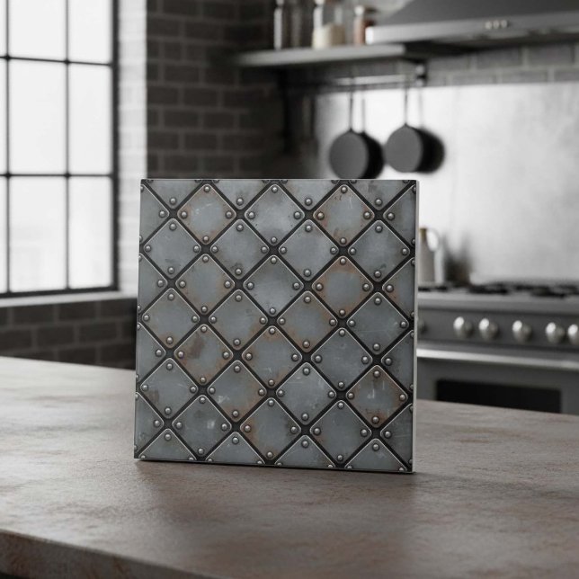 Aged Iron Plate and Rivets #21 ID1227 Kakelplatta (Skapare uppladdad)