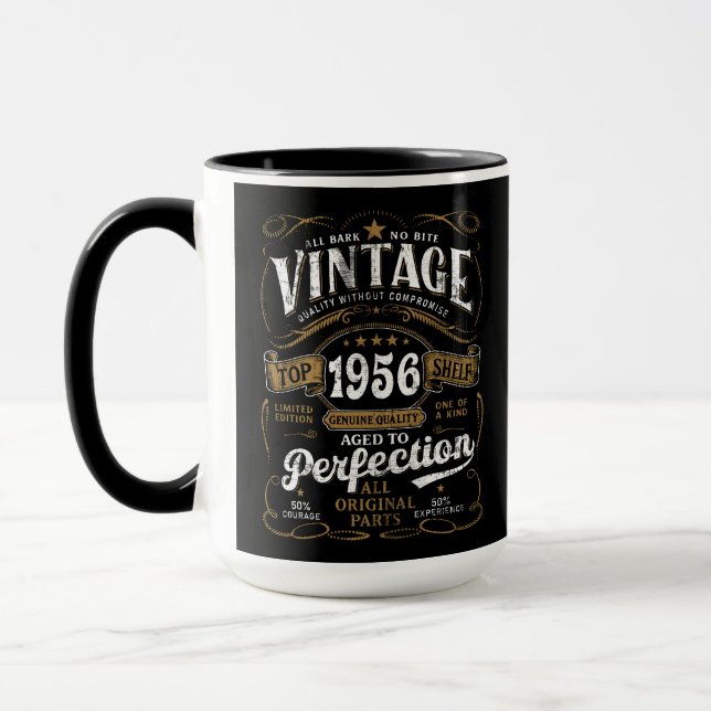 Aged to Perfection 1956 Birthday Vintage 70th    Mugg (Vänster)