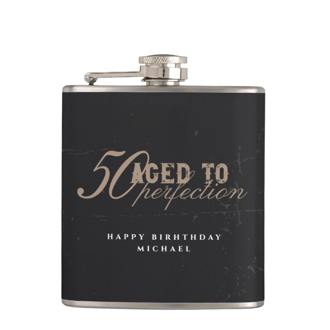 Aged to Perfection Black Vintage Whiskey Birthday Fickplunta (Framsidan)