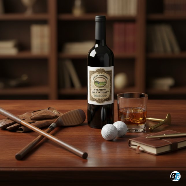 Aged to Perfection Golf Personalized Funny Golf  Vinflaska Etikett (Aged to Perfection Premium Golf Whiskey)