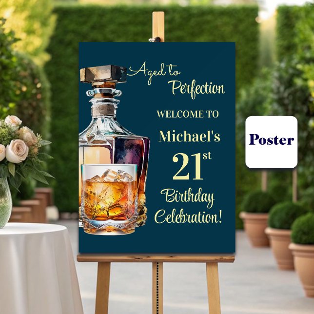 Aged to Perfection Men 21st Whiskey Birthday Poster (Skapare uppladdad)