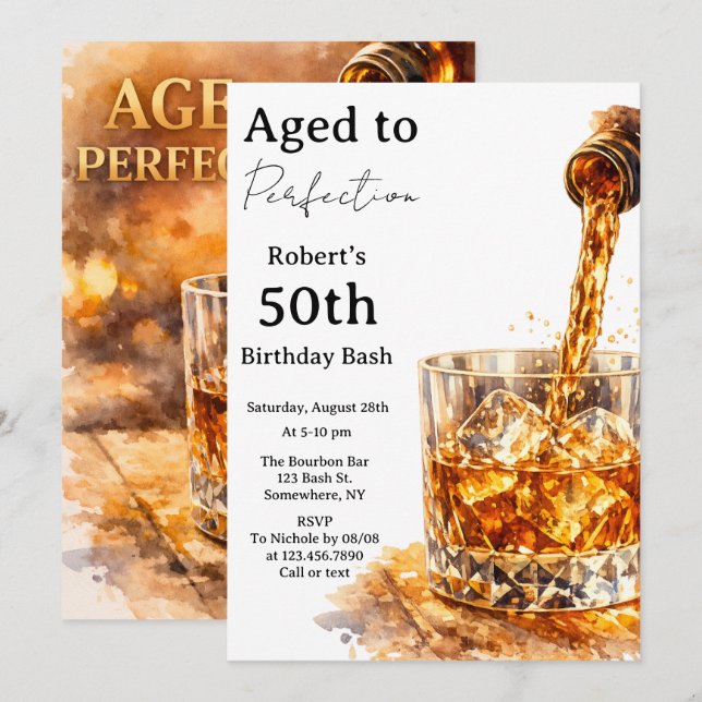 Aged To Perfection Men’s Birthday Party Inbjudningar (Fram/baksida)