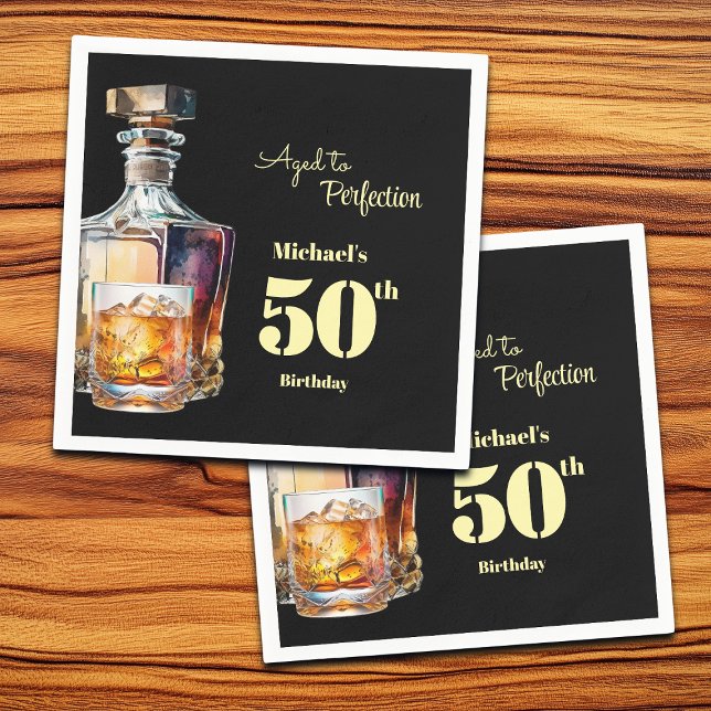 Aged to Perfection Men's 50th Whiskey Birthday  Pappersservett (Skapare uppladdad)