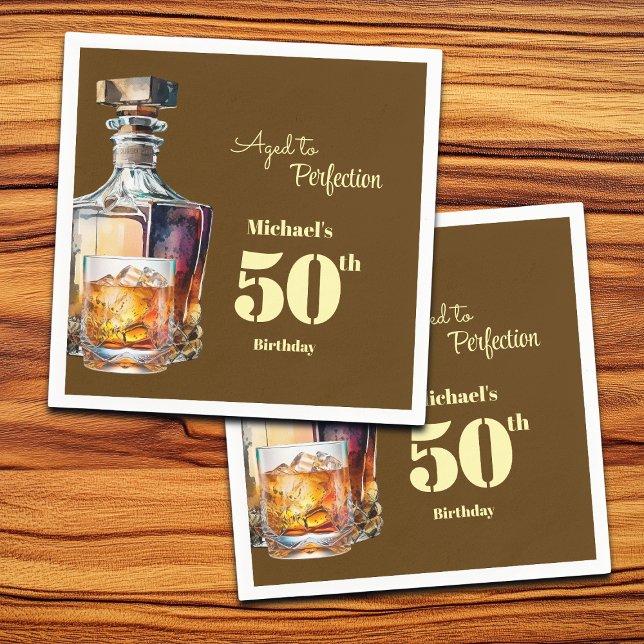 Aged to Perfection Men's 50th Whiskey Birthday  Pappersservett (Skapare uppladdad)