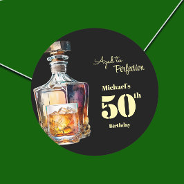 Aged to Perfection Men's 50th Whiskey Birthday Runt Klistermärke