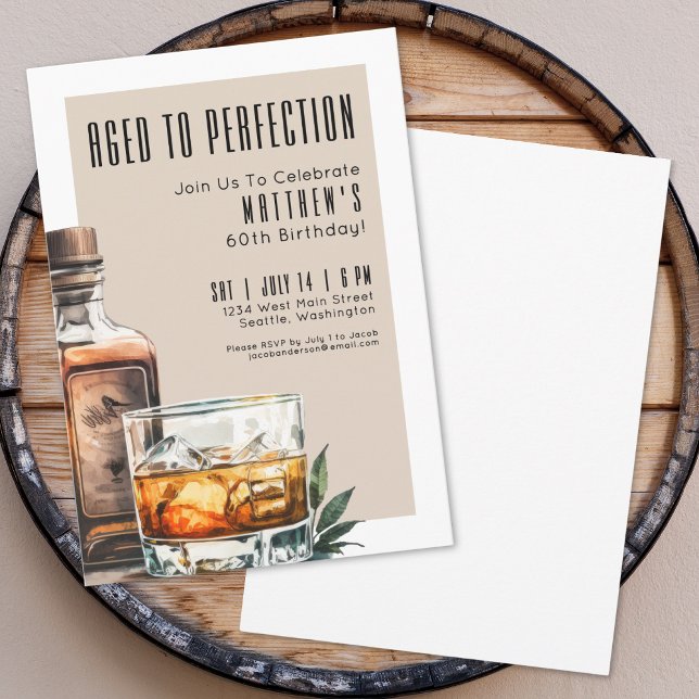 Aged To Perfection Men's 60th Birthday Party Inbjudningar (Aged To Perfection Men's 60th Birthday Party Invitation)