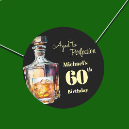 Aged to Perfection Men's 60th Whiskey Birthday Runt Klistermärke