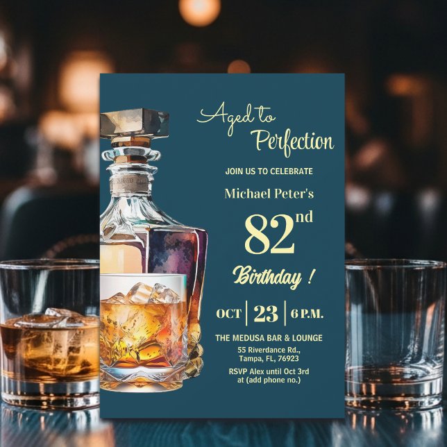 Aged to Perfection Men's 82nd Whiskey Birthday  Inbjudningar (Skapare uppladdad)