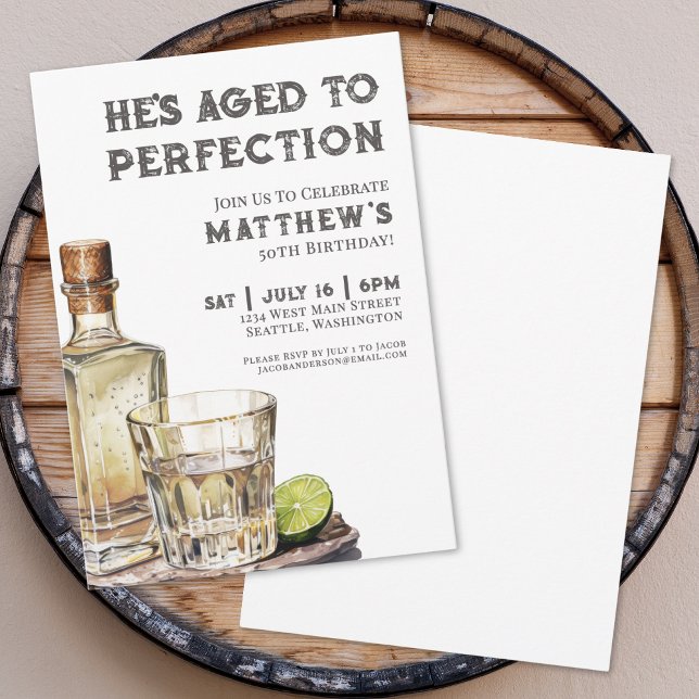 Aged To Perfection Men's Birthday Party Inbjudningar (Aged To Perfection Men's Birthday Party Invitation)