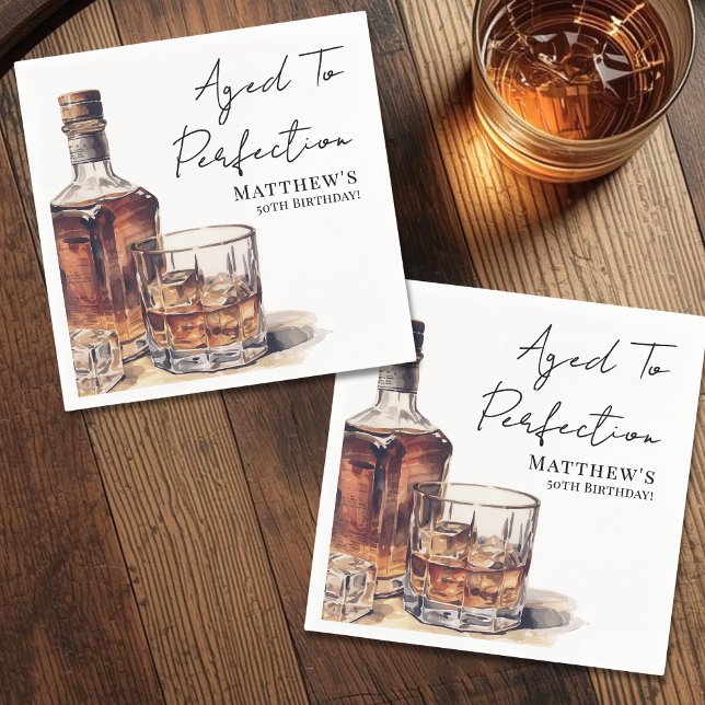 Aged To Perfection Men's Birthday Party Pappersservett (Aged To Perfection Men's Birthday Party Napkins)