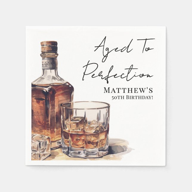 Aged To Perfection Men's Birthday Party Pappersservett (Framsidan)