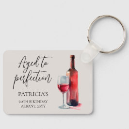 Aged to Perfection Red Wine 60th Birthday Party Nyckelring