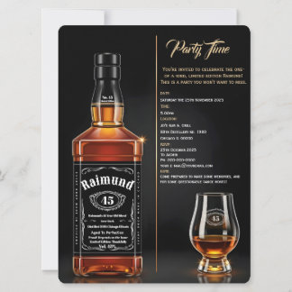 Aged to Perfection Whiskey Bottle Custom Birthday Inbjudningar