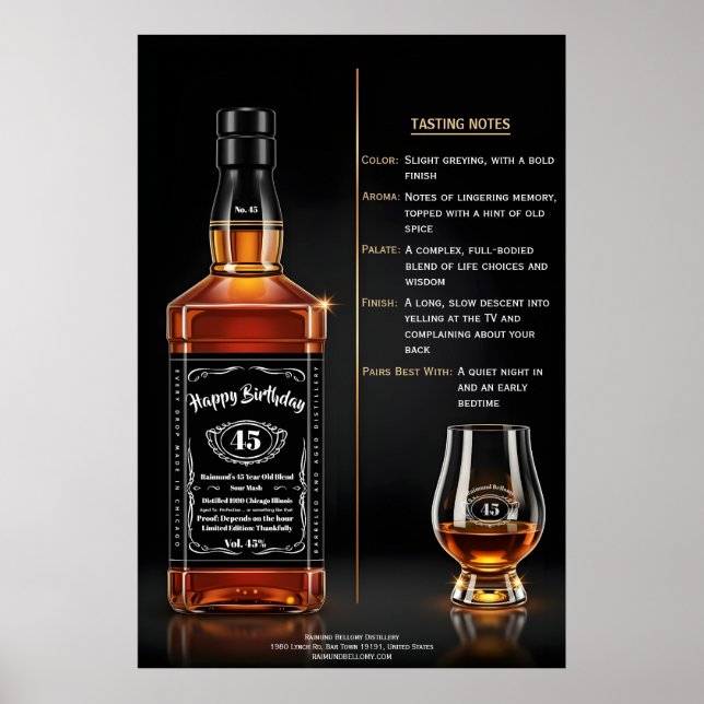 Aged to Perfection Whiskey Bottle Custom Birthday Poster (Framsidan)