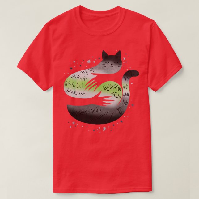 Agender Cat Hug LGBT-Pride Flagga T Shirt (Design framsida)