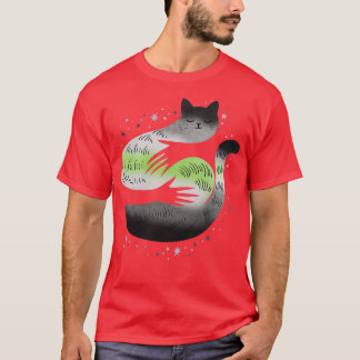 Agender Cat Hug LGBT-Pride Flagga T Shirt