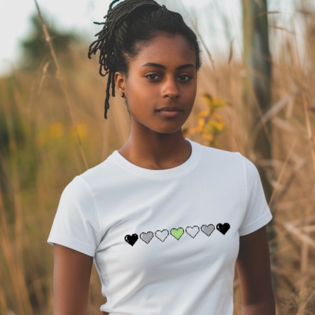 Agender Flagga Pixel Heart T Shirt (Skapare uppladdad)