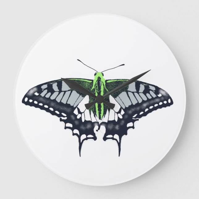 Agender Flagga Swallowtail Butterfly Stor Klocka (Framsida)