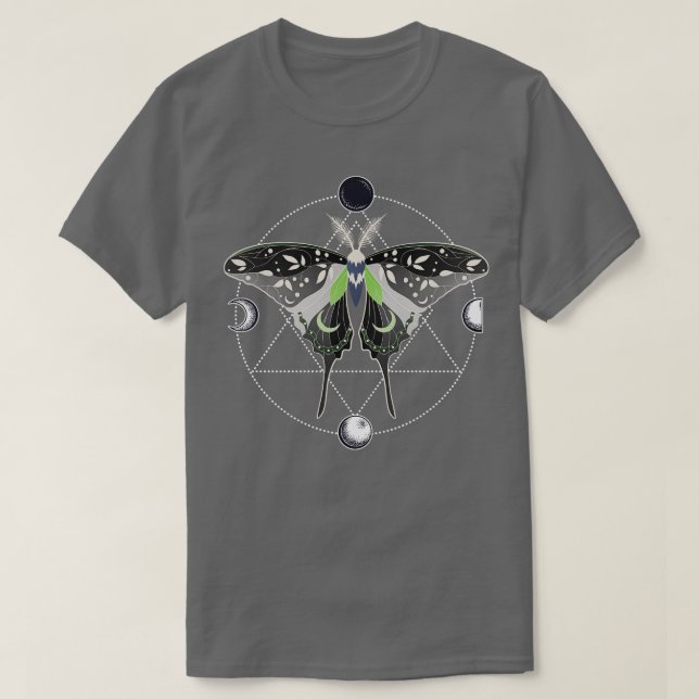Agender Luna Moth Celestial HBT-Pridet Flagga T Shirt (Design framsida)