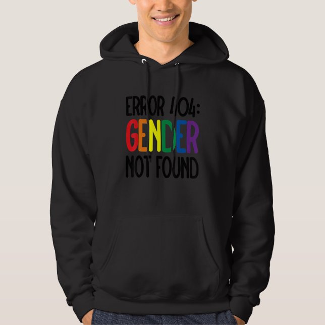 Agender Non Binary Pride Error 404 Gender Not Foun Hoodie (Framsida)