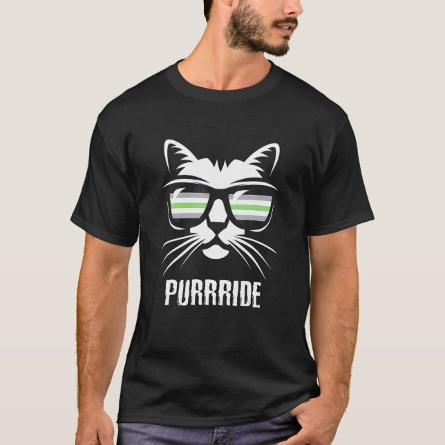 Agender Pride Flag  Katt Purrride Agender Flagga T Shirt (Framsida)
